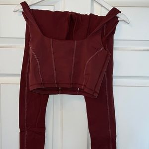 Glyder Merlot Corset Bra/Crop and matching Contrast leggings